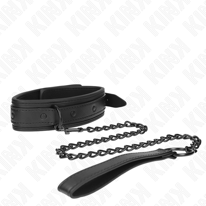 Alternative view of KINK - NEOPRENE BONDAGE COLLAR MODEL 2 WITH BELT 78 CM ADJUSTABLE 37.5 X 49.5 CM