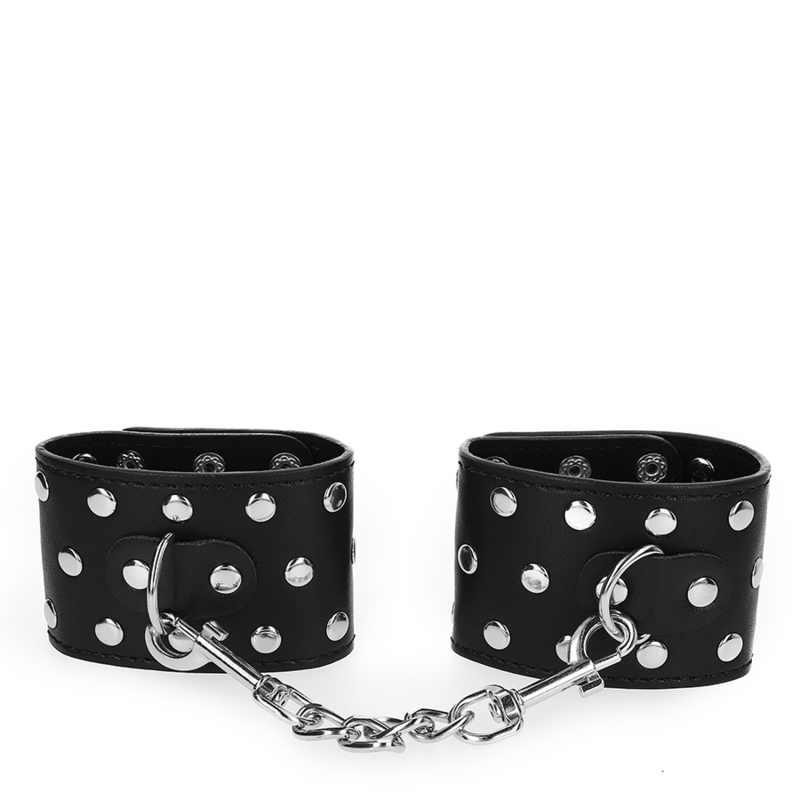 Alternative view of KINK - WRIST RESTRAINTS WITH SNAP FASTEN FULL OF RIVETS BLACK ADJUSTABLE 19-24 CM X 5.5 CM