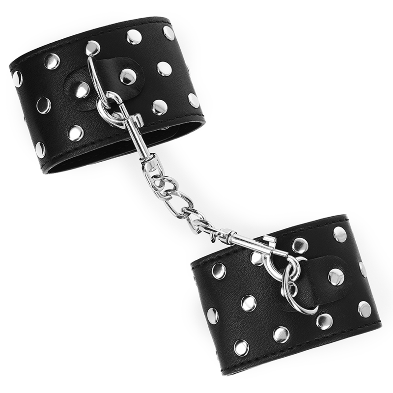 KINK - WRIST RESTRAINTS WITH SNAP FASTEN FULL OF RIVETS BLACK ADJUSTABLE 19-24 CM X 5.5 CM - Bild 3