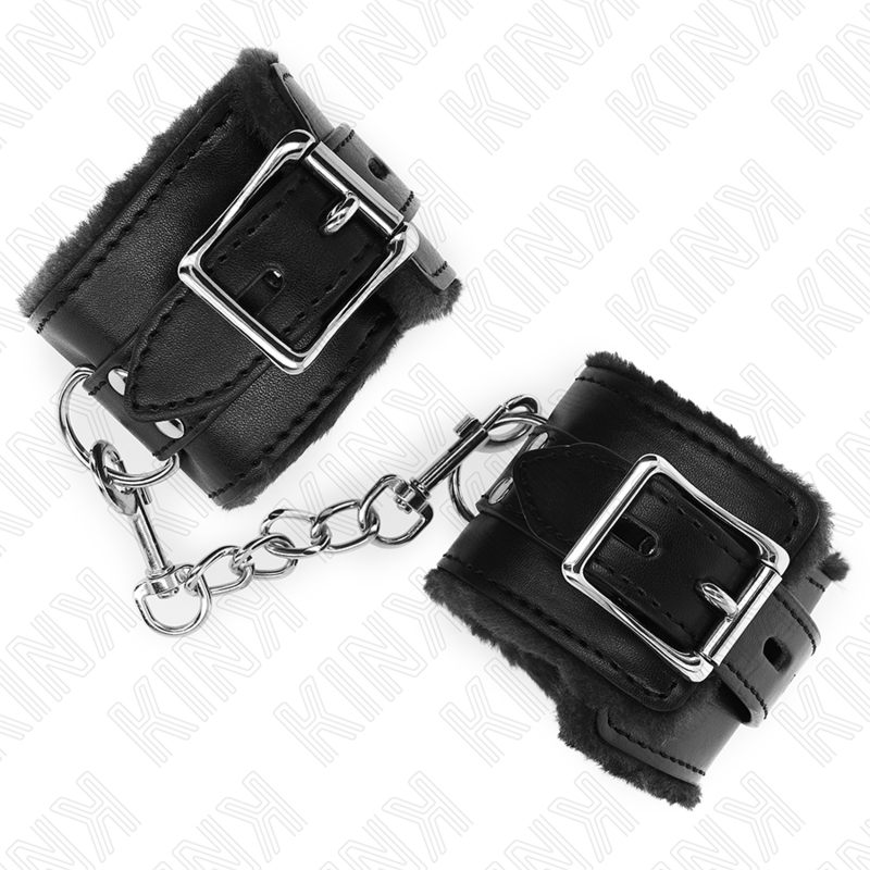 KINK - FUR LINED WRIST RESTRAINTS BLACK WITH BLACK BELT ADJUSTABLE 17-29 CM X 6 CM - Bild 4