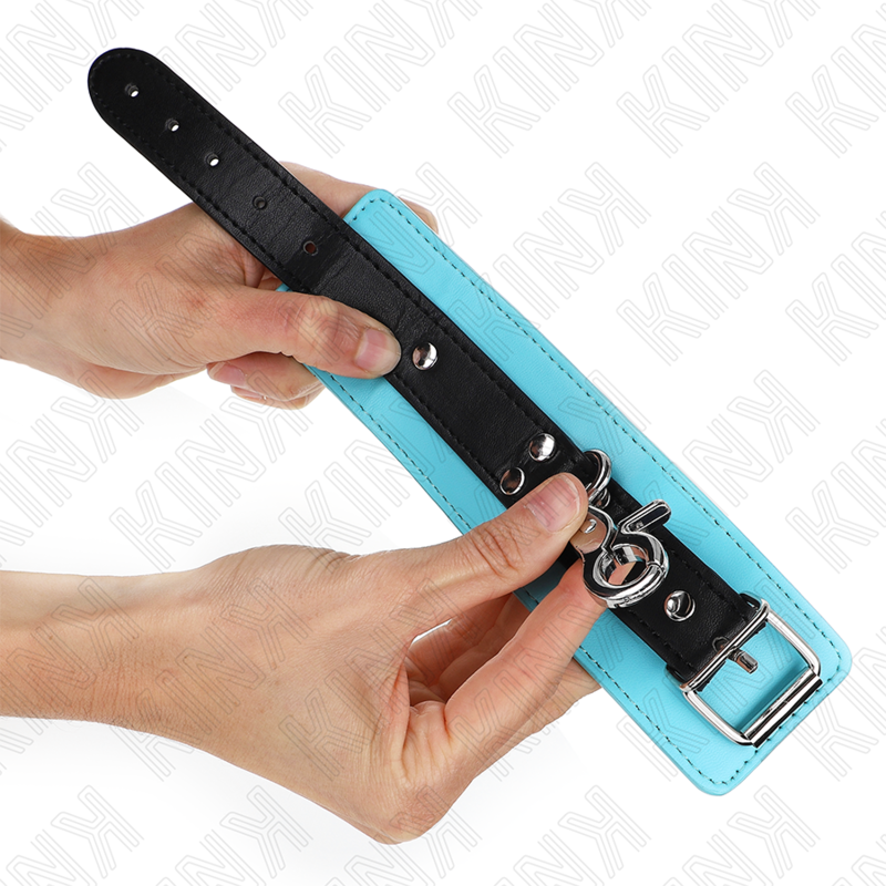 KINK - PREMIUM LOCKABLE WRIST RESTRAINTS BLACK / BLUE ADJUSTABLE 21-28 CM X 5.5 CM - Bild 4