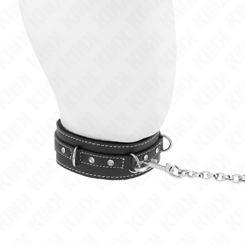 KINK - PVC LEATHER NECKLACE WITH BELT 105 CM RHINESTONE RIVET 41.5 X 4 CM - Bild 3