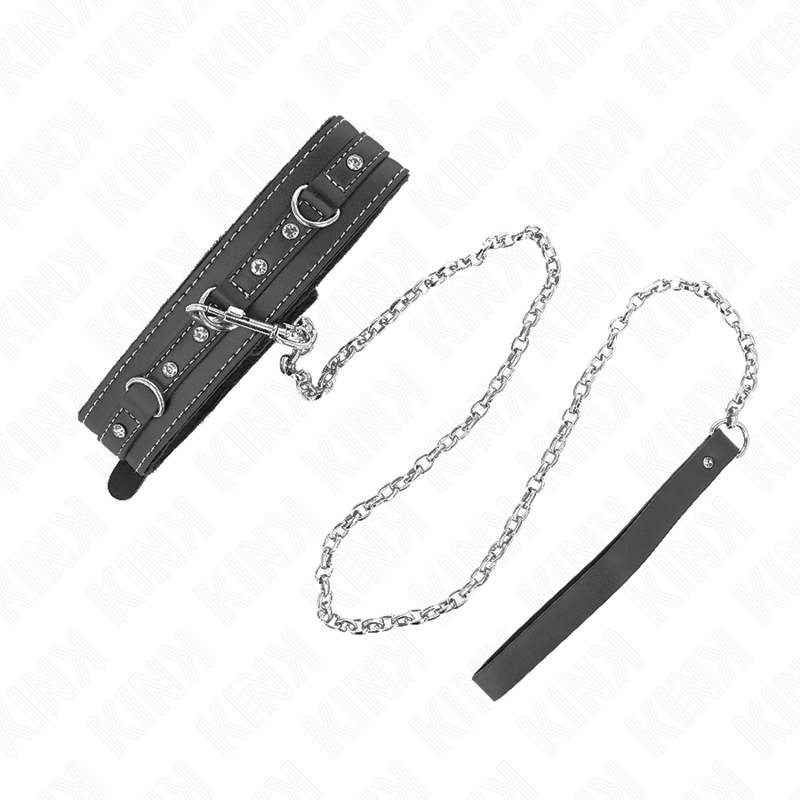 KINK - PVC LEATHER NECKLACE WITH BELT 105 CM RHINESTONE RIVET 41.5 X 4 CM - Bild 5