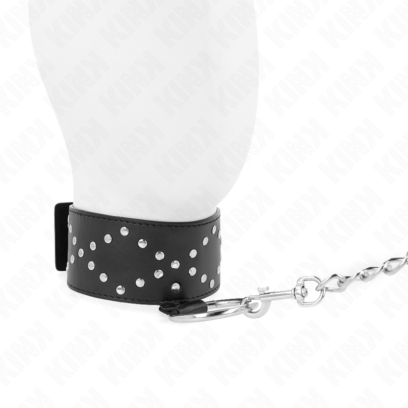 KINK - NECKLACE 65 CM WITH LEASH WITH SILVER STUDS MODEL 3 ADJUSTABLE 36-43 CM X 5 CM - Bild 5