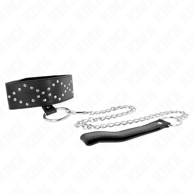 KINK - NECKLACE 65 CM WITH LEASH WITH SILVER STUDS MODEL 3 ADJUSTABLE 36-43 CM X 5 CM - Bild 6