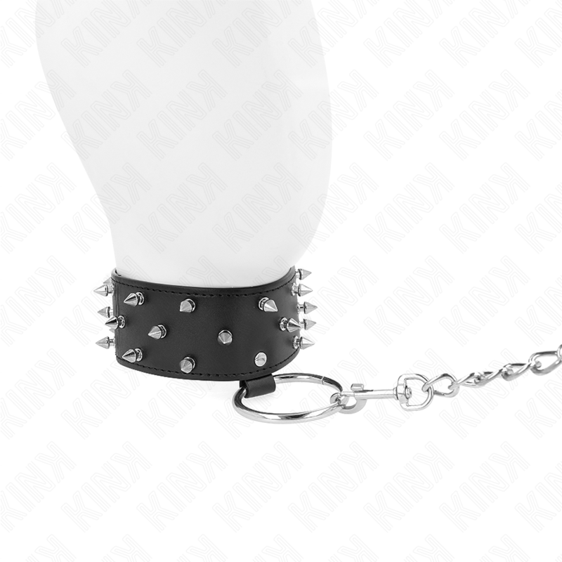 KINK - NECKLACE WITH LEASH 65 CM WITH SILVER STUDS MODEL 5 ADJUSTABLE 36-43 CM X 5 CM - Bild 4