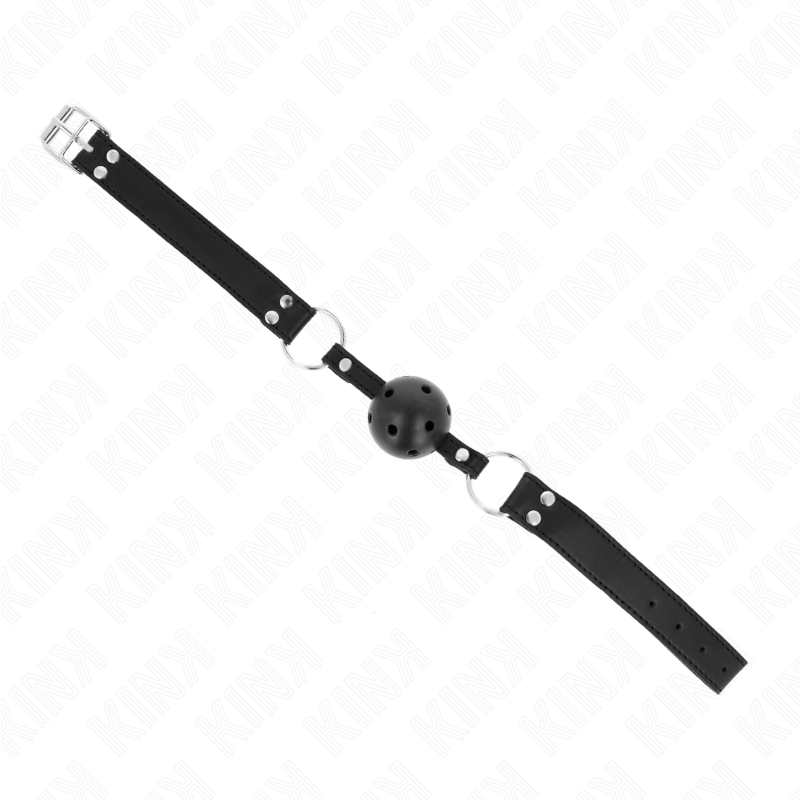 KINK - BREATHABLE BALL 4 CM GAG WITH DOUBLE RIVET MODEL 1 BLACK 62.5 x 2.5 CM ADJUSTABLE 42-58 CM - Bild 3