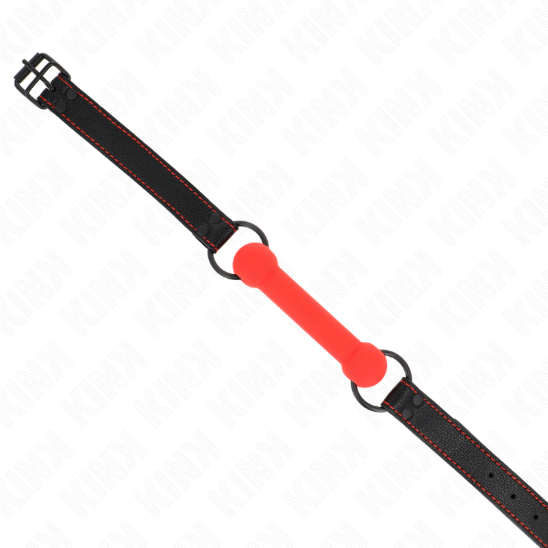 KINK - BONE GAG WITH LEATHERETTE STRAP RED ADJUSTABLE 41-57 CM - Bild 4
