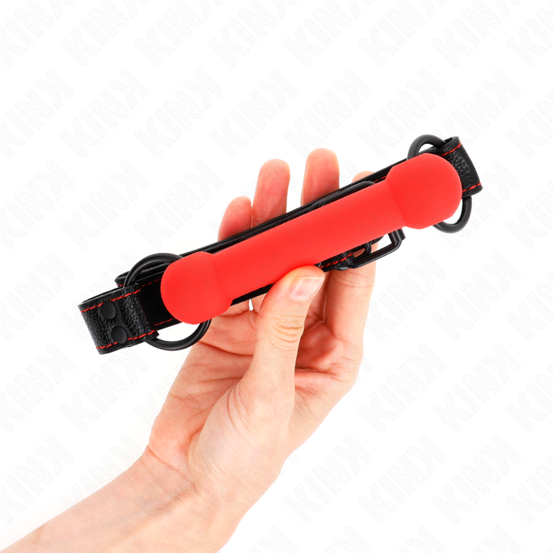KINK - BONE GAG WITH LEATHERETTE STRAP RED ADJUSTABLE 41-57 CM - Bild 3