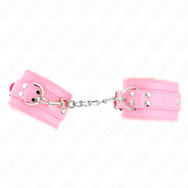 KINK - FUR LINED WRIST RESTRAINTS PINK WITH PINK BELT ADJUSTABLE 17-29 CM X 6 CM - Bild 2