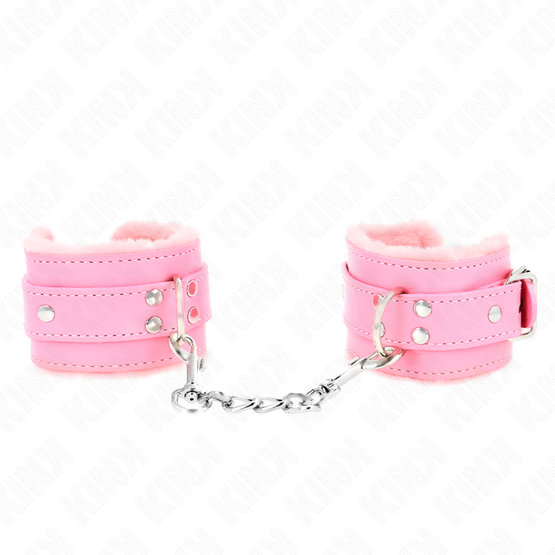 KINK - FUR LINED WRIST RESTRAINTS PINK WITH PINK BELT ADJUSTABLE 17-29 CM X 6 CM - Bild 3