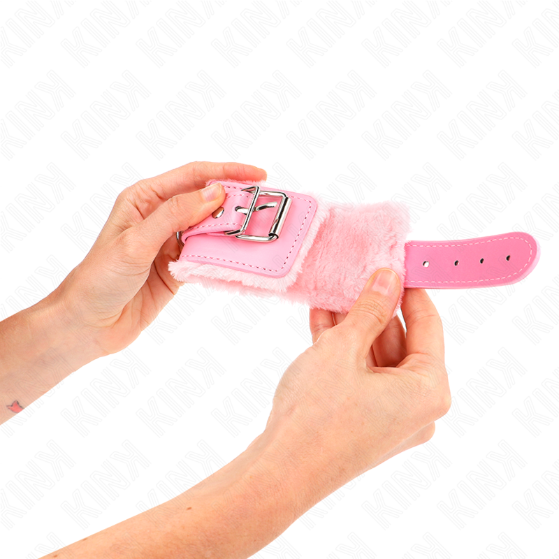 KINK - FUR LINED WRIST RESTRAINTS PINK WITH PINK BELT ADJUSTABLE 17-29 CM X 6 CM - Bild 4