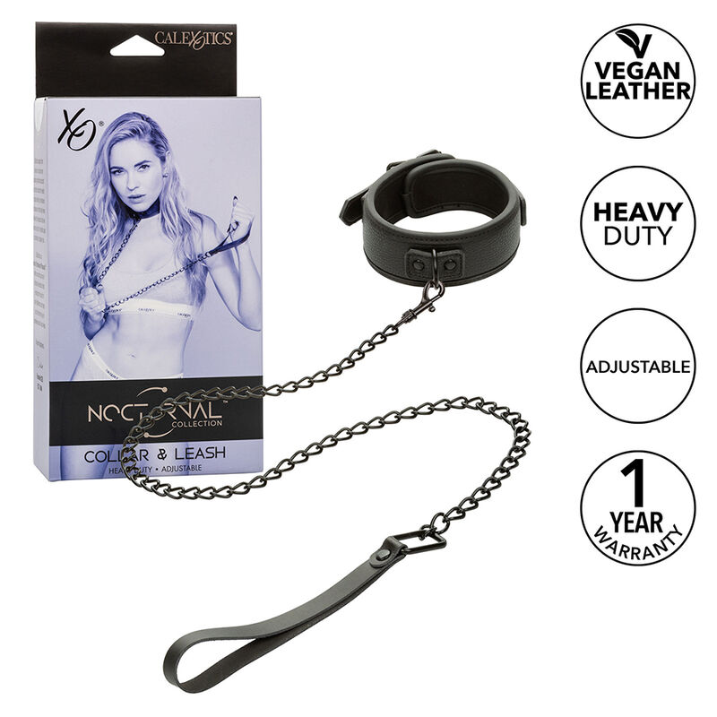 CALEXOTICS - NOCTURNAL COLLAR & LEASH LEATHER ADJUSTABLE BLACK - Bild 7