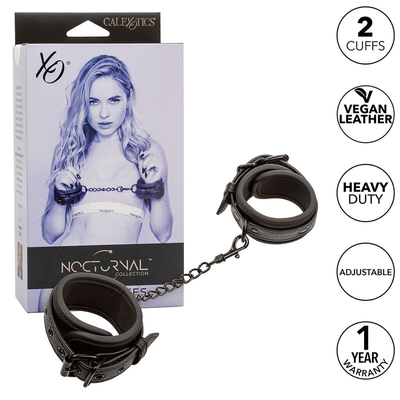 Alternative view of CALEXOTICS - NOCTURNAL LEATHER WRIST CUFFS ADJUSTABLE BLACK