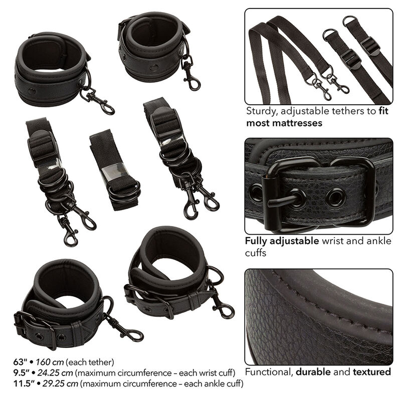 CALEXOTICS - NOCTURNAL BED RESTRAINTS LEATHER ADJUSTABLE BLACK - Bild 3
