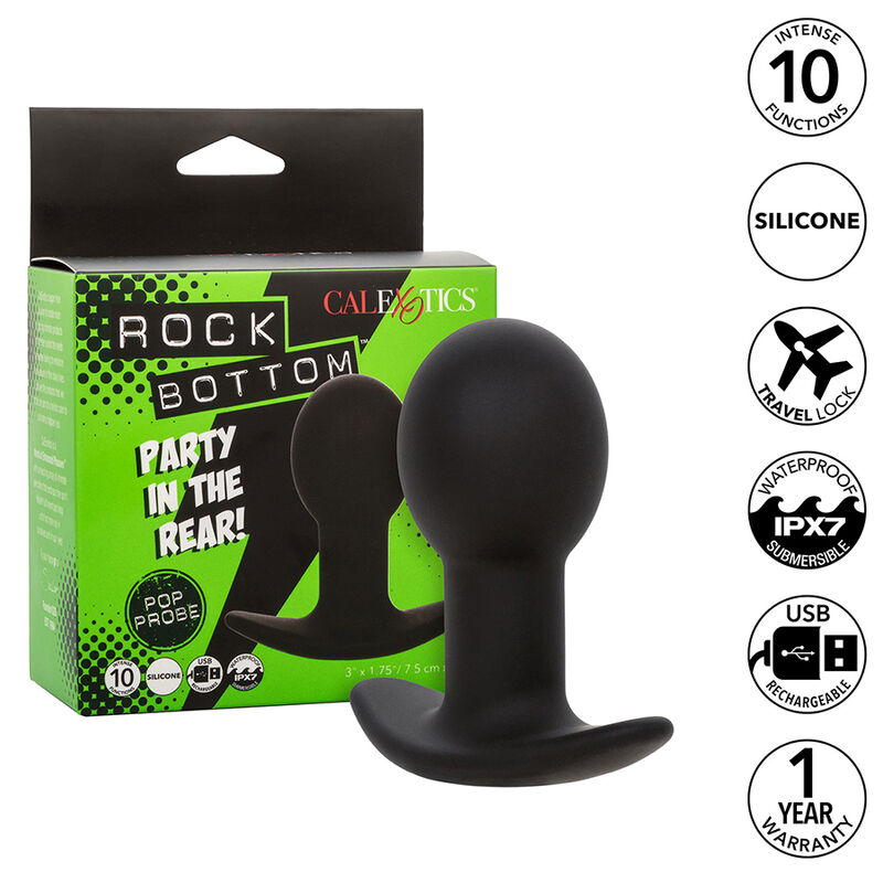 Alternative view of CALEXOTICS - ROCK BOTTOM ANAL PLUG 10 VIBRATIONS SILICONE BLACK
