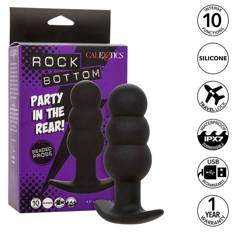 CALEXOTICS - ROCK BOTTOM BEADED ANAL PLUG 10 VIBRATIONS SILICONE BLACK - Bild 10