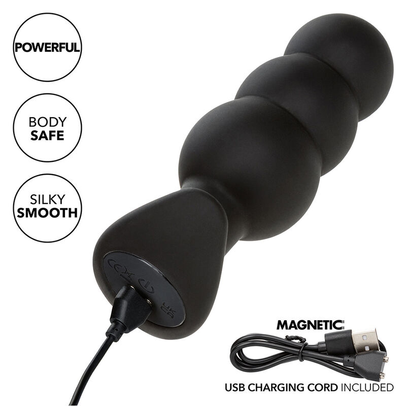 CALEXOTICS - ROCK BOTTOM BEADED ANAL PLUG 10 VIBRATIONS SILICONE BLACK - Bild 4