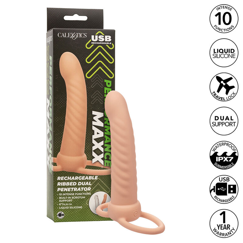 CALEXOTICS - MAXX RIBBED DUAL PENETRATOR 10 VIBRATIONS FLESH - Bild 11