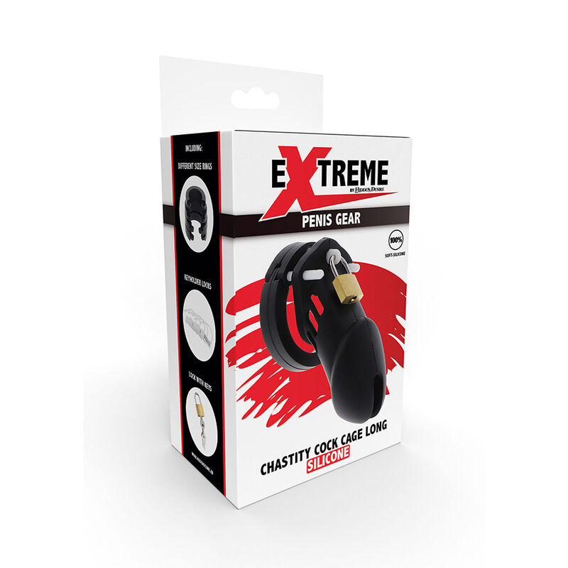 HIDDEN DESIRE - EXTREME CHASTITY COCK CAGE SILICONE SIZE L BLACK - Bild 4