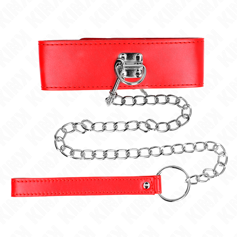 Alternative view of KINK - NECKLACE WITH BELT 65 CM WITH WIDE RED STRAP ADJUSTABLE 33.5-41 CM X 5 CM