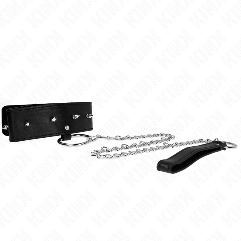 KINK - NECKLACE 65 CM WITH LEASH WITH SILVER STUDS MODEL 2 ADJUSTABLE 36-43 CM X 5 CM - Bild 7