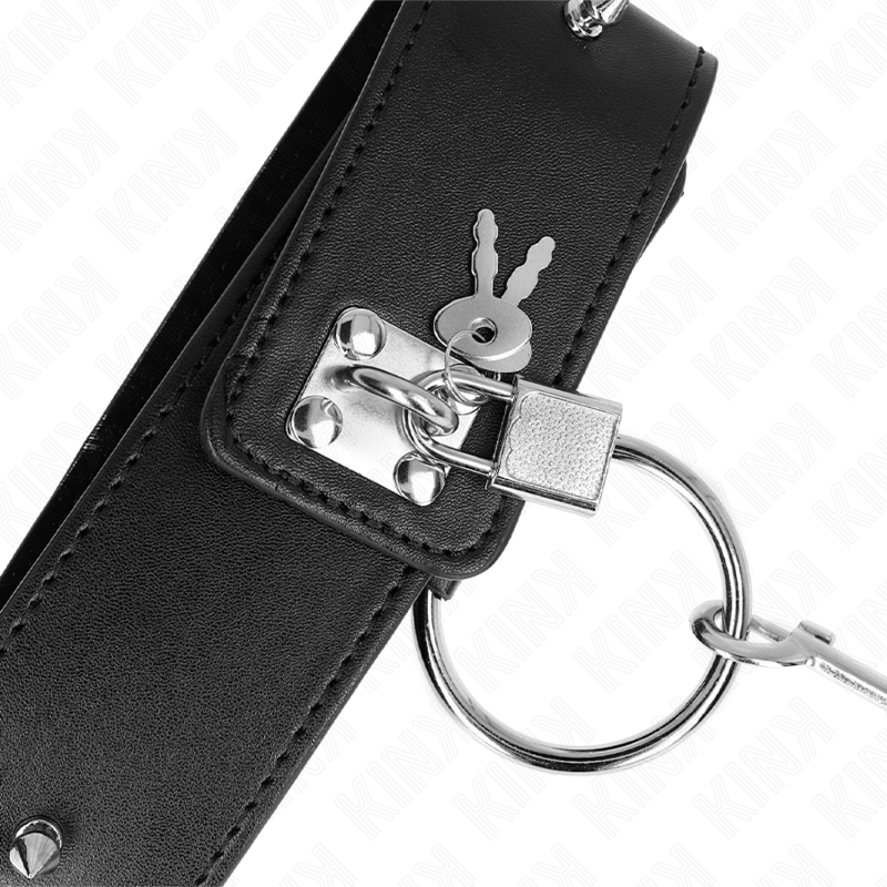 KINK - NECKLACE 65 CM WITH LEASH WITH SILVER STUDS MODEL 2 ADJUSTABLE 36-43 CM X 5 CM - Bild 4