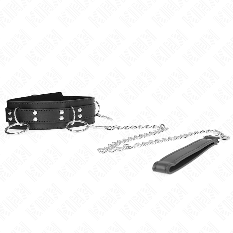 Alternative view of KINK - 3 RING SLAVERY NECKLACE WITH STRAP 80 CM 53 X 5 CM