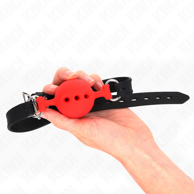 Alternative view of KINK - FULL SILICONE GAG 55 x 2 CM WITH 4.5 CM BALL SIZE M RED ADJUSTABLE 35-51 CM