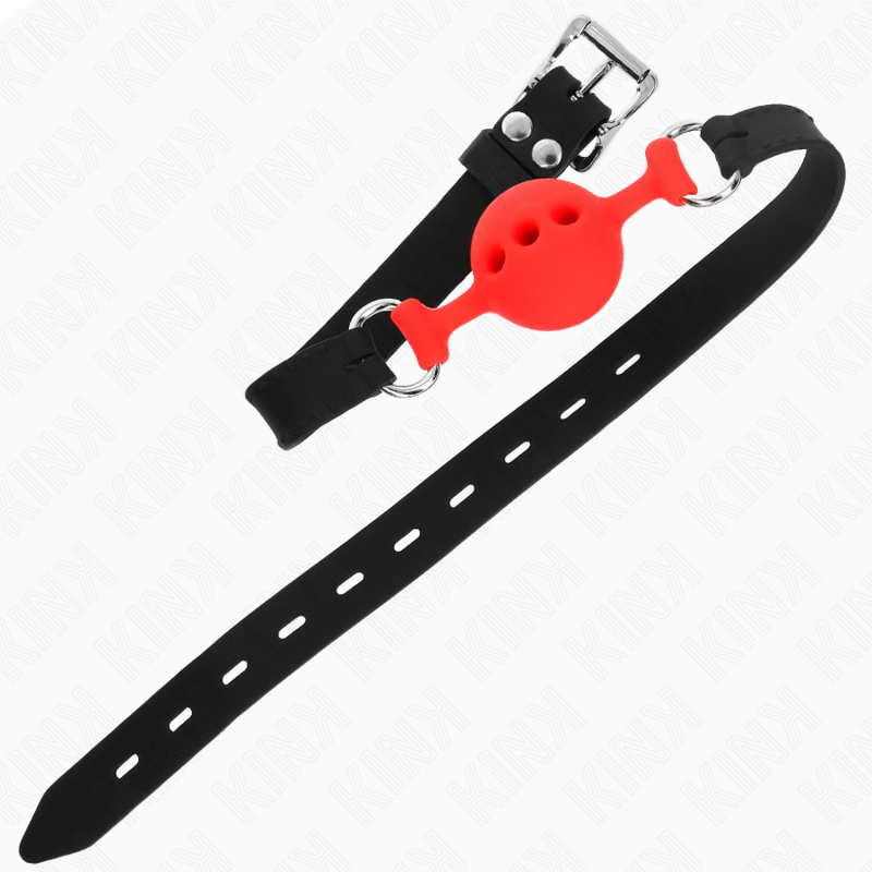 KINK - FULL SILICONE GAG 55 x 2 CM WITH 4 CM BALL SIZE S RED ADJUSTABLE 35-51 CM - Bild 4