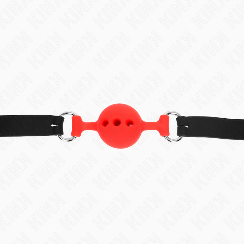 KINK - FULL SILICONE GAG 55 x 2 CM WITH 4 CM BALL SIZE S RED ADJUSTABLE 35-51 CM - Bild 5