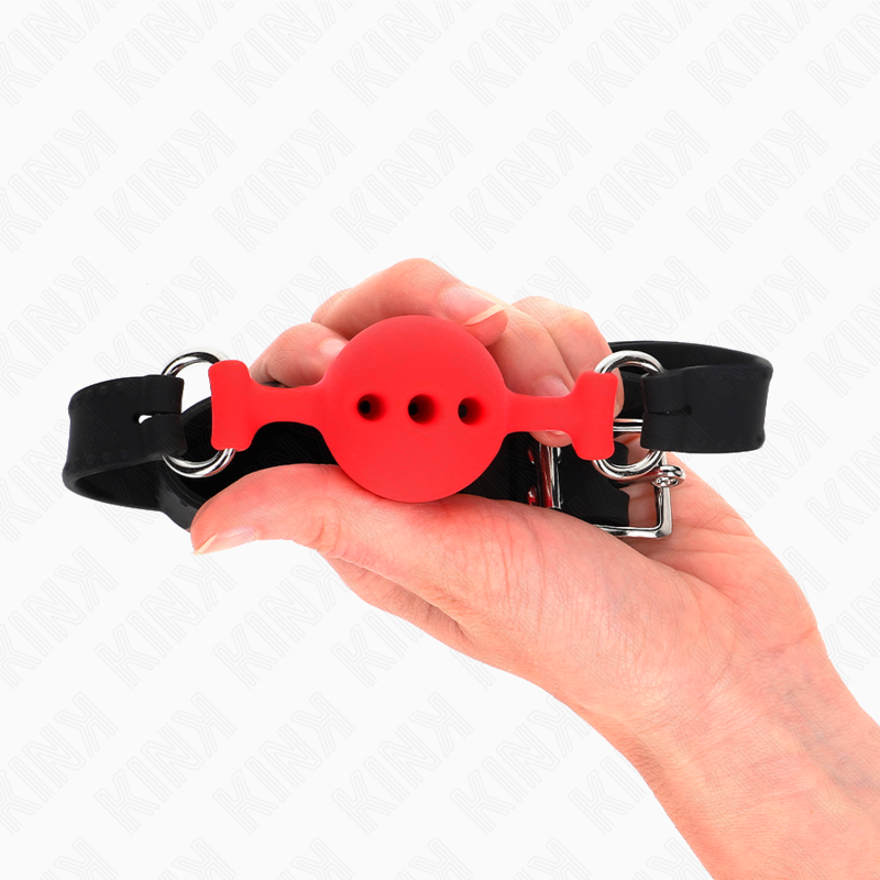 Alternative view of KINK - FULL SILICONE GAG 55 x 2 CM WITH 4 CM BALL SIZE S RED ADJUSTABLE 35-51 CM