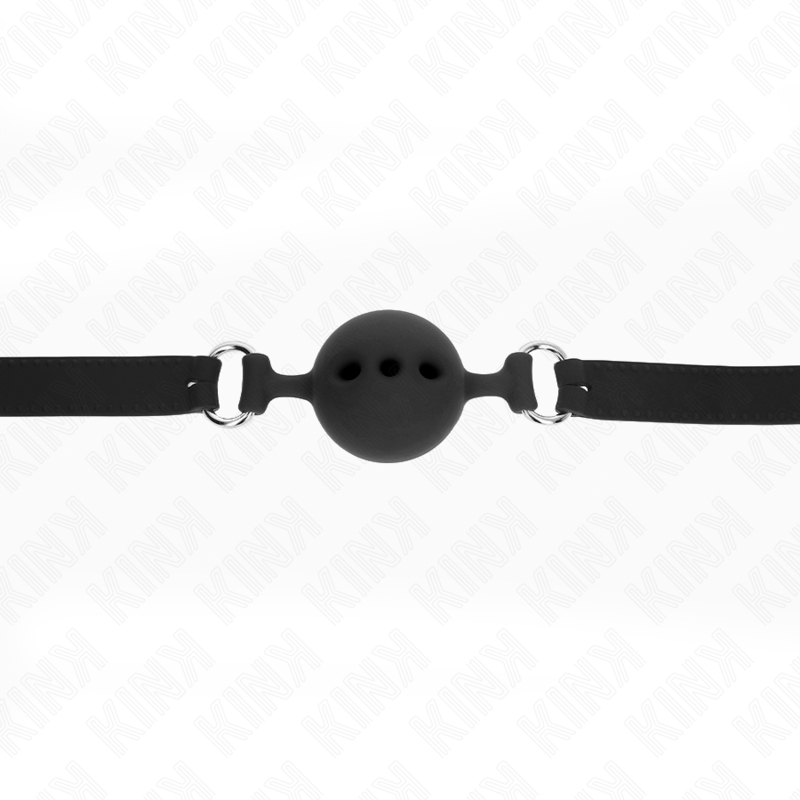 KINK - FULL SILICONE GAG 55 x 2 CM WITH 5 CM BALL SIZE L BLACK ADJUSTABLE 35-51 CM - Bild 4