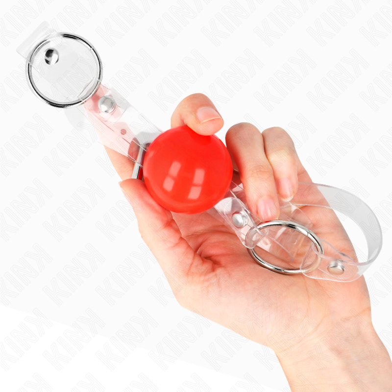 KINK - RED TRANSPARENT PVC BALL 4 CM GAG ADJUSTABLE - Bild 3