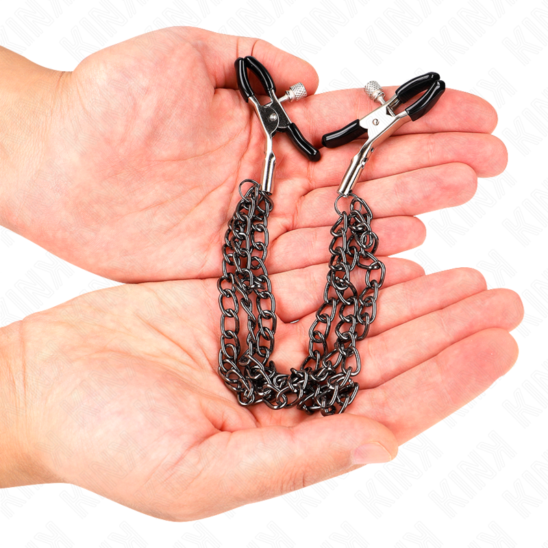 KINK - NIPPLE CLAMPS WITH 3 CHAINS BLACK 20/23/28 CM - Bild 3
