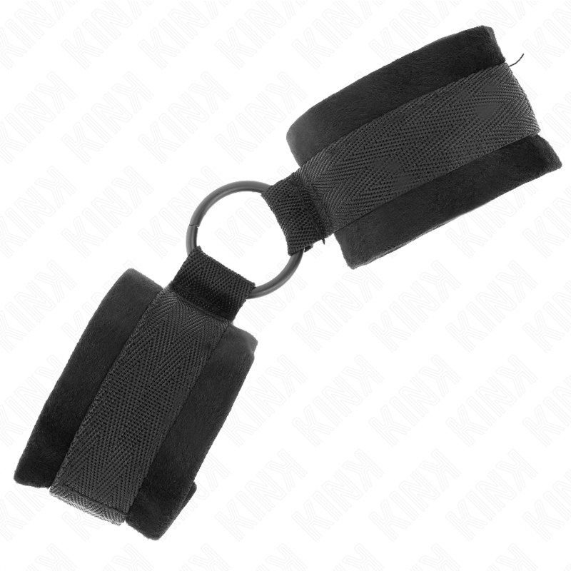 KINK - BEGINNER FUR HAND CUFFS 25 CM WITH O-RING 4 CM BLACK ADJUSTABLE 15-25 CM - Bild 3