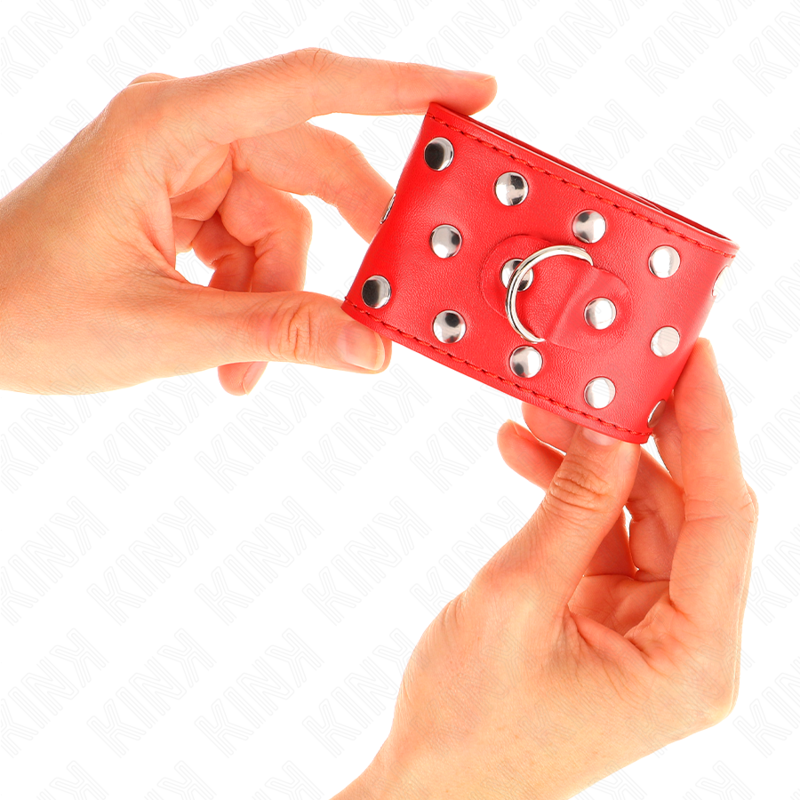 KINK - WRIST RESTRAINTS WITH SNAP FASTEN FULL OF RIVETS RED ADJUSTABLE 19-24 CM X 5.5 CM - Bild 4