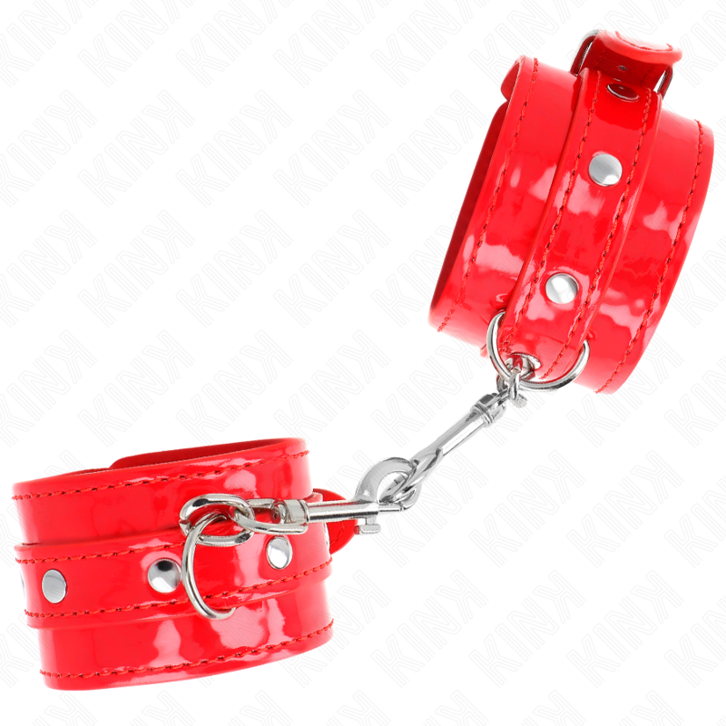 Alternative view of KINK - SHINY HAND CUFFS RED ADJUSTABLE 23-33 CM