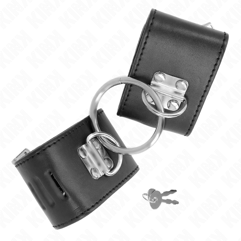 Alternative view of KINK - FIXED WRIST RESTRAINTS WITH RING AND PADLOCK CLOSURE BLACK ADJUSTABLE 16-23 CM X 5.5 CM