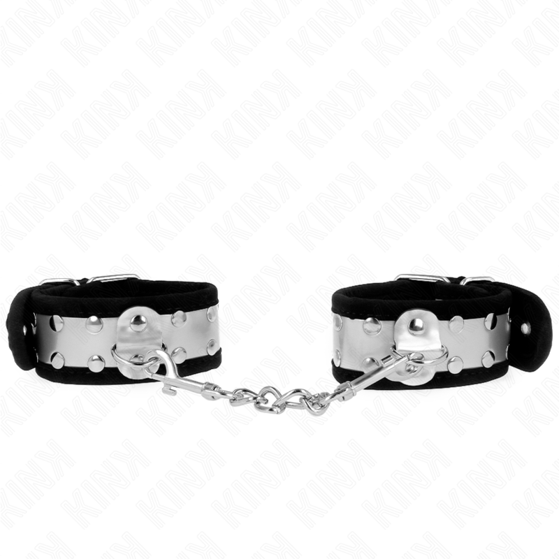 Alternative view of KINK - THIN WRIST RESTRAINTS BLACK / SILVER 30 X 4 CM