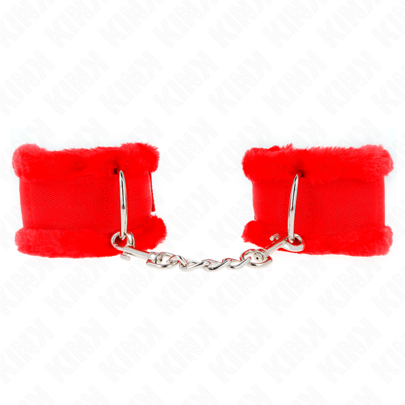 Alternative view of KINK - FURRY LINED WRIST RESTRAINTS RED ADJUSTABLE 17-31 CM X 7 CM