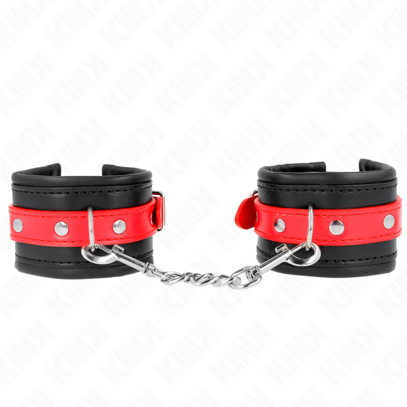 Alternative view of KINK - WRIST RESTRAINTS BLACK WITH RED BELT ADJUSTABLE 17-28 CM X 6 CM