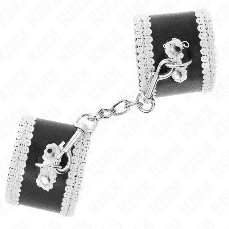 KINK - BLACK WRIST RESTRAINTS WITH WHITE DECORATE LACE ADJSUTABLE 20-23 CM X 5.5 CM - Bild 3