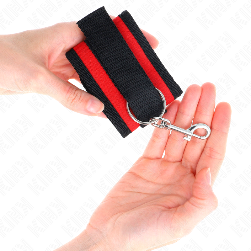 KINK - NYLON BIND HOOK&LOOP WRIST RESTRAINTS RED-BLACK MODEL 2 ADJUSTABLE 18-35 CM X 6 CM - Bild 4