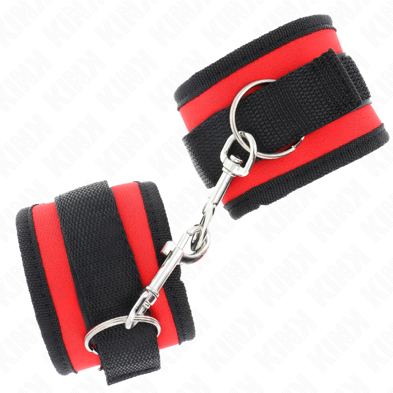 KINK - NYLON BIND HOOK&LOOP WRIST RESTRAINTS RED-BLACK MODEL 2 ADJUSTABLE 18-35 CM X 6 CM - Bild 3