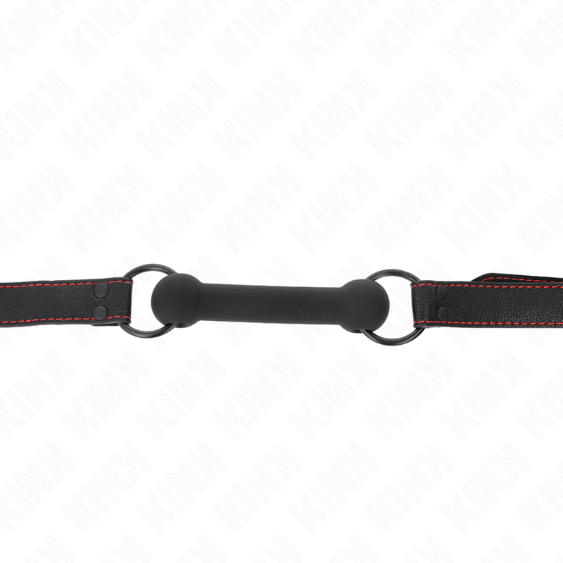 Alternative view of KINK - BONE GAG WITH LEATHERETTE STRAP BLACK ADJUSTABLE 41-57 CM
