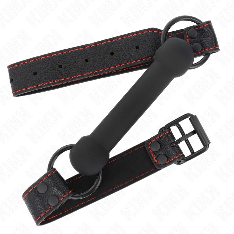 KINK - BONE GAG WITH LEATHERETTE STRAP BLACK ADJUSTABLE 41-57 CM - Bild 3