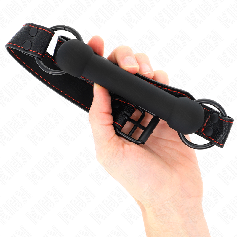 KINK - BONE GAG WITH LEATHERETTE STRAP BLACK ADJUSTABLE 41-57 CM - Bild 4