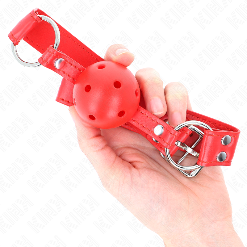 KINK - COMPLETE RED HOLLOW HARD BALL GAG 62 x 2 CM - Bild 4