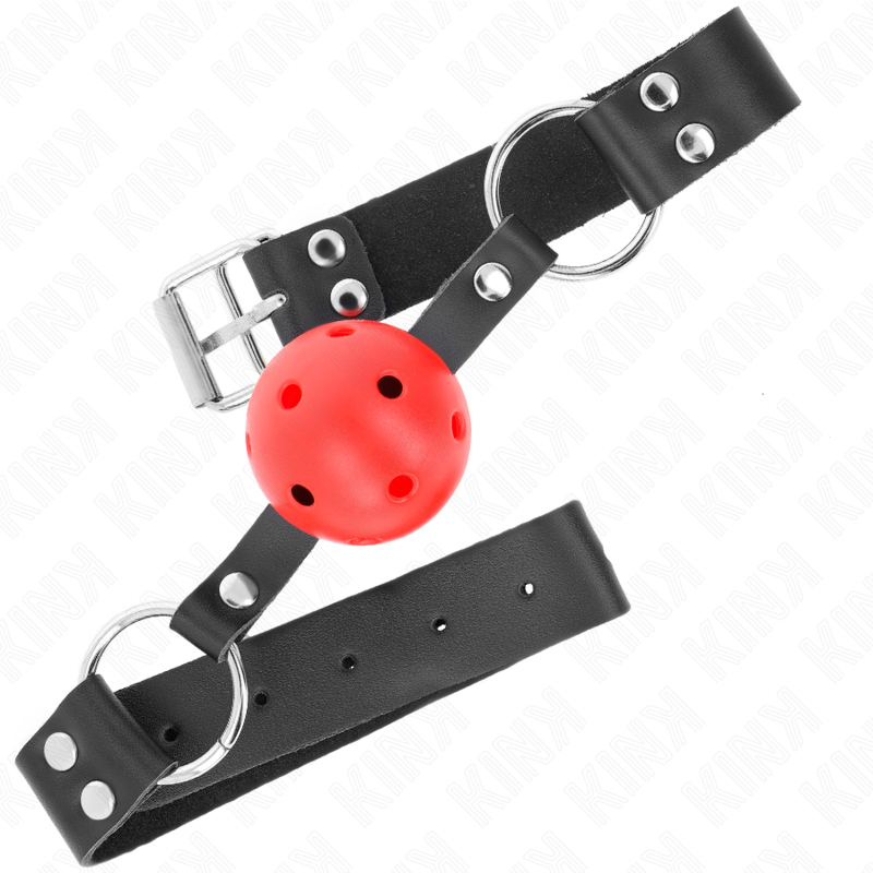 KINK - BREATHABLE BALL 4 CM GAG WITH DOUBLE RIVET RED 62.5 x 2.5 CM ADJUSTABLE 42-58 CM - Bild 3